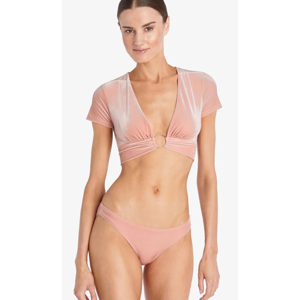 New. Robin Piccone blush stretchy velour bikini set. Small. Retails $189 - Picture 2 of 10